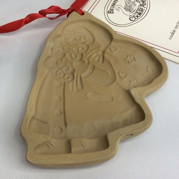 Brown Bag Cookie Art Santa Claus Mold w/Booklet Christmas Hill Design 1989 - Picture 2 of 6